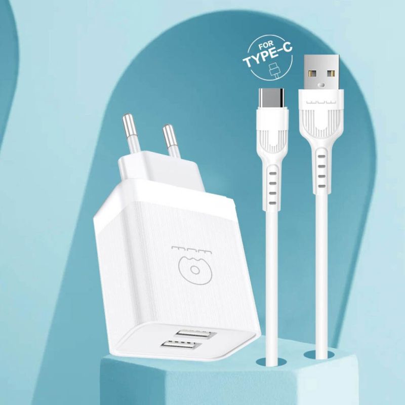 Мережевий зарядний пристрій з кабелем WUW-T92 2USB/2.4A set type-c