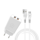 Мережевий зарядний пристрій з кабелем WUW-T55 2USB/3.1A set micro