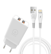 Мережевий зарядний пристрій з кабелем WUW-T55 2USB/3.1A set IP
