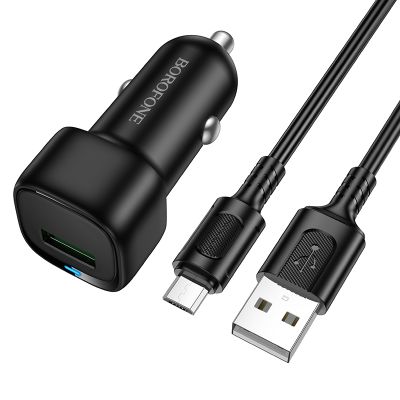 Автомобільний зарядний пристрій BOROFONE BZ34 Cloud single port QC3.0 car charger set(Micro) Black