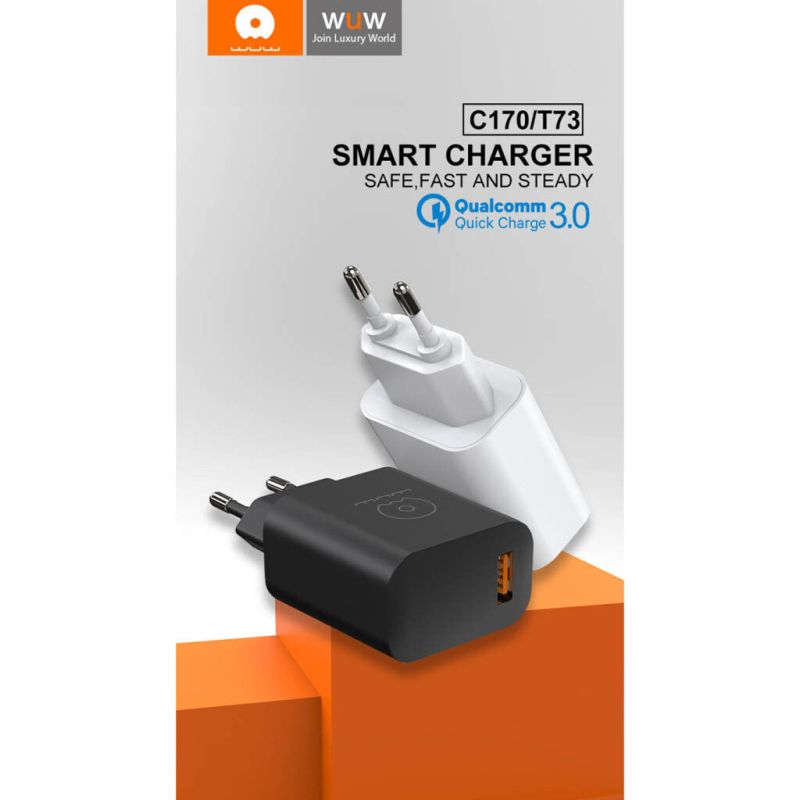 Мережевий зарядний пристрій WUW-C170 QC 3.0 single USB charger 18W