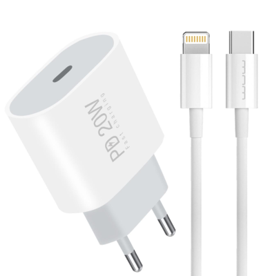 Мережевий зарядний пристрій з кабелем WUW-T79L PD 20W USB C charger with type c to lightning cable