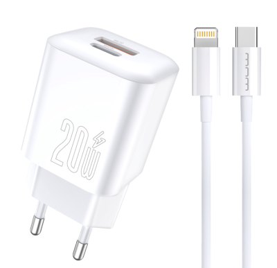 Мережевий зарядний пристрій з кабелем WUW-T104L PD20W A+C  Lightning kit