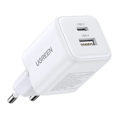 Мережевий зарядний пристрій UGREEN X514 20W 2-Port GaN Fast Charger EU White