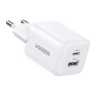 Мережевий зарядний пристрій UGREEN X514 20W 2-Port GaN Fast Charger EU White