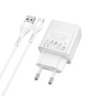 Мережевий зарядний пристрій з кабелем HOCO CS111A Lounge single-port 22.5W multi-protocol charger set(Type-C) White
