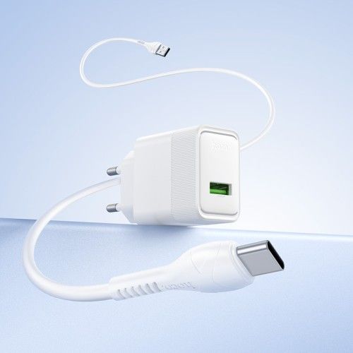 Мережевий зарядний пристрій з кабелем HOCO CS111A Lounge single-port 22.5W multi-protocol charger set(Type-C) White