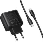 Мережевий зарядний пристрій HOCO C158A Upgrade PD45W(1C1A) charger(EU) Black