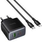 Мережевий зарядний пристрій HOCO C158A Upgrade PD45W(1C1A) charger(EU) Black