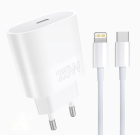 Мережевий зарядний пристрій з кабелем WUW-T86L PD 25W fast charger + USB C to lighting set