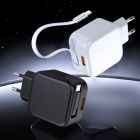 Мережевий зарядний пристрій WUW-C268 12W fast charger USB A +retractable 70cm type c Cable