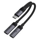 Аудіокабель ACEFAST J14 USB-C 2-in-1 charging audio adapter Black