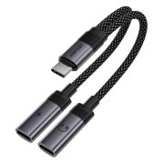 Аудіокабель ACEFAST J14 USB-C 2-in-1 charging audio adapter Black