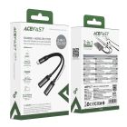 Аудіокабель ACEFAST J14 USB-C 2-in-1 charging audio adapter Black