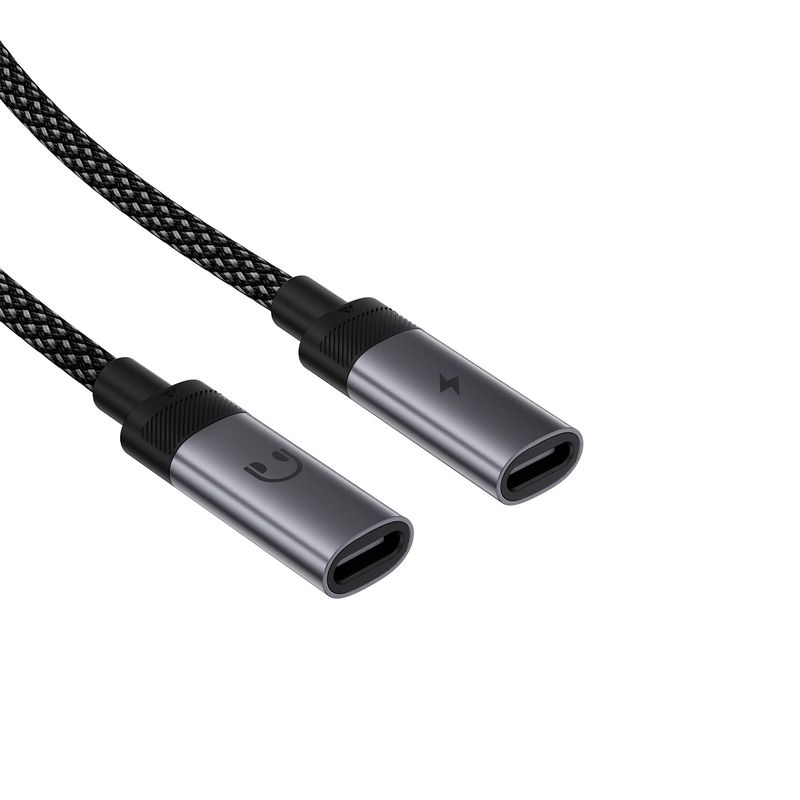 Аудіокабель ACEFAST J14 USB-C 2-in-1 charging audio adapter Black