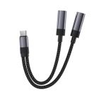 Аудіокабель ACEFAST J14 USB-C 2-in-1 charging audio adapter Black