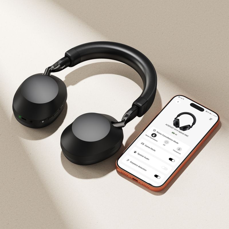 Бездротові накладні навушники ACEFAST H14 hybrid ANC wireless headset Black