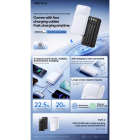Зовнішній акумулятор REMAX 20W+22.5W with 3 Fast Charging Cable Power Bank 20000mAh FCP-2 Black