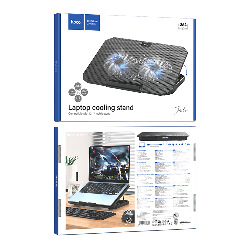Підставка для ноутбука HOCO GA4 Jade laptop cooling stand Black