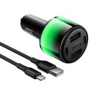 Автомобільний зарядний пристрій HOCO Z69 Vivido 24W(2C2A) car charger set(Type-C) Black