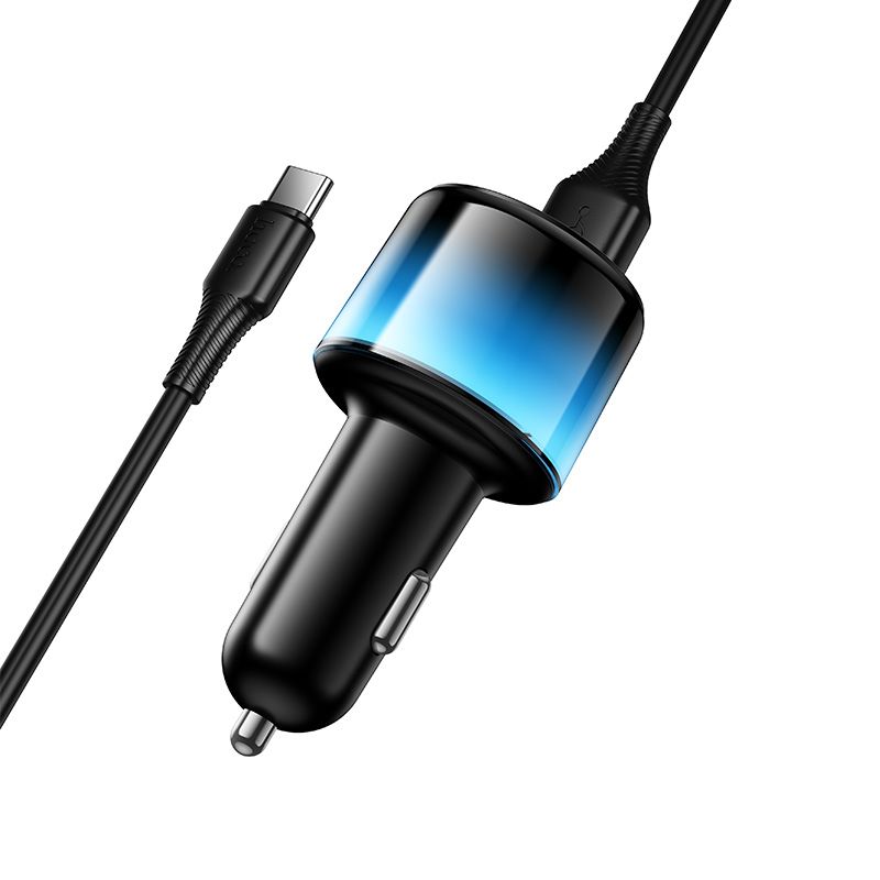 Автомобільний зарядний пристрій HOCO Z69 Vivido 24W(2C2A) car charger set(Type-C) Black