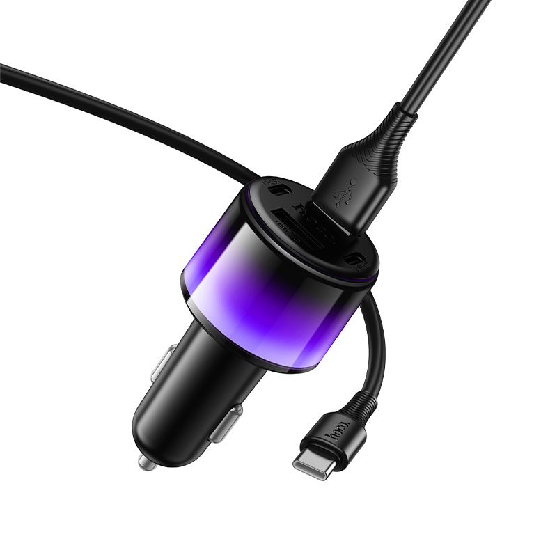 Автомобільний зарядний пристрій HOCO Z69 Vivido 24W(2C2A) car charger set(Type-C) Black