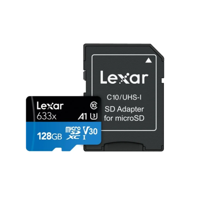 Карта пам'яті microSDXC (UHS-1 U3) Lexar High-Performance 633x 128Gb class 10 V30 A1 (100Mb/s) Blue Series (adapter SD)