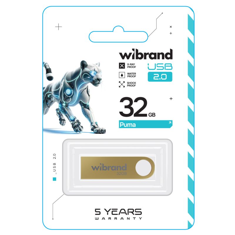 Флеш-накопичувач Wibrand USB 2.0 Puma 32Gb Gold