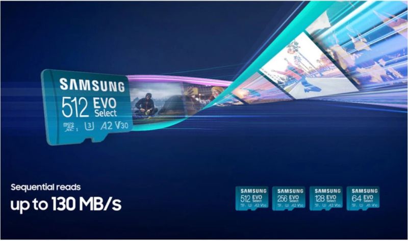 Карта пам'яті microSDXC (UHS-І U3) Samsung EVO Select 256Gb class 10 A2 V30 (R130MB/s, W30MB/s) (adapter SD)