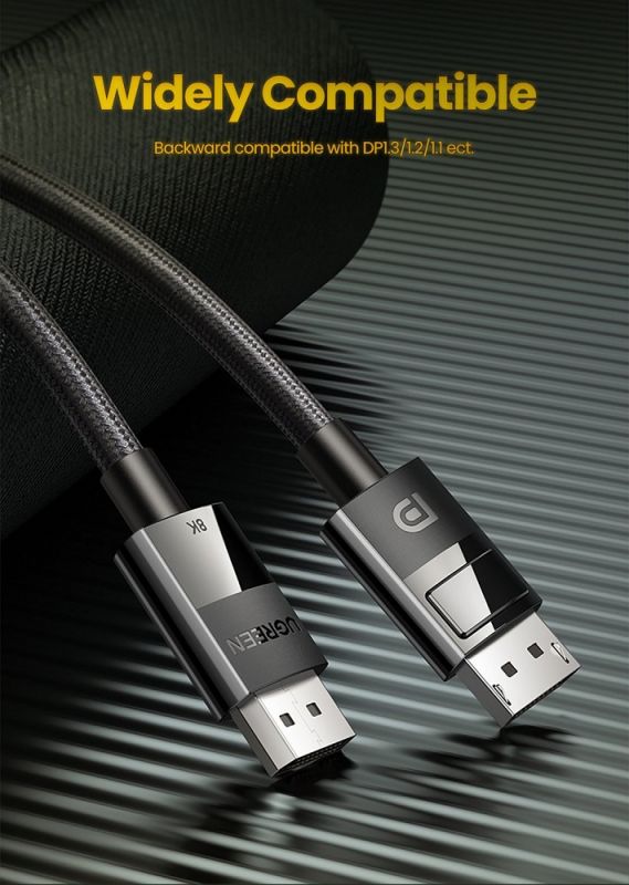 Кабель UGREEN DP114 DP 1.4 Male to Male Plastic Case Braided Cable 2m (UGR-80392)