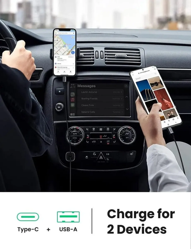 Автомобільний зарядний пристрій UGREEN CD130 Dual USB Car Charger (Space Gray) (UGR-30780)