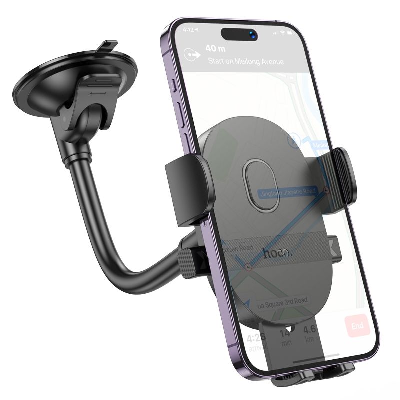 Автотримач для телефона HOCO H20 Mighty one-button car holder(windshield) Black