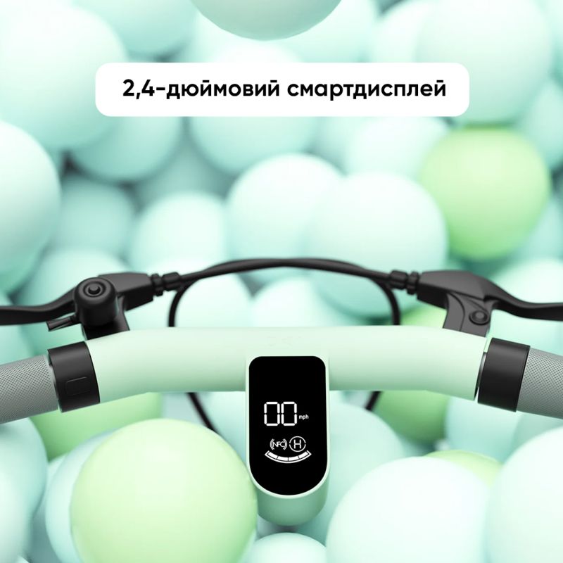 Електросамокат з сидінням OKAI Ceetle PRO EA10C Mint Green 10', 350(900)W, 25Km/h, 10.4Ah, 55Km, 20%,NFC, App, 29kg