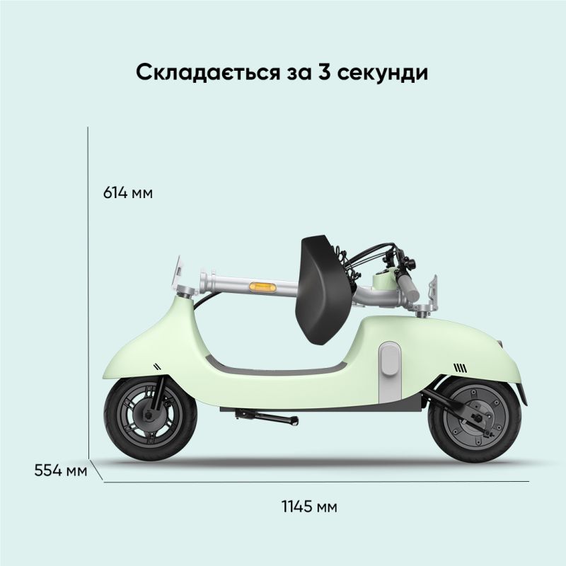 Електросамокат з сидінням OKAI Ceetle PRO EA10C Mint Green 10', 350(900)W, 25Km/h, 10.4Ah, 55Km, 20%,NFC, App, 29kg