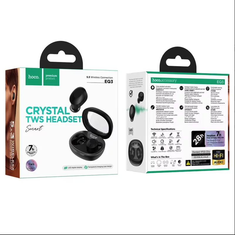 Бездротові навушники HOCO EQ3 Smart true wireless BT headset Black