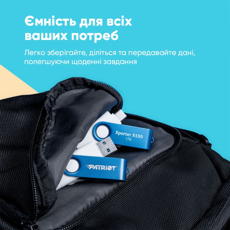 Флеш-накопичувач Patriot USB 3.2 Gen 1 Xporter X550 128GB Type-A+C
