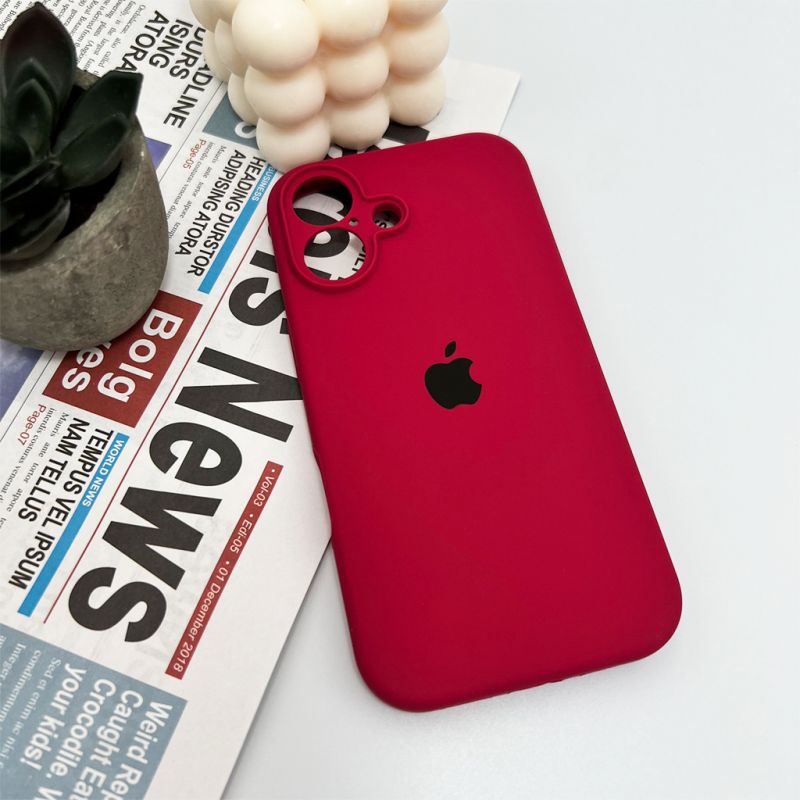 Чохол для смартфона Silicone Full Case AA Camera Protect for Apple iPhone 16 20,China Red