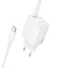 Мережевий зарядний пристрій з кабелем BOROFONE BN26 Fuente single-port PD20W charger set (C to C) (EU) White