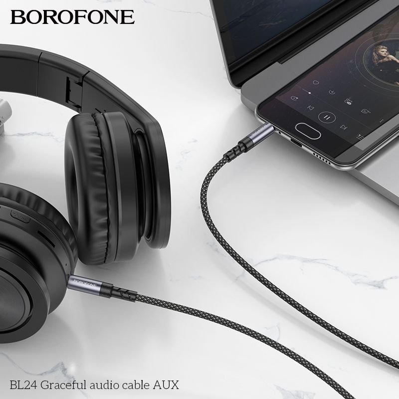 Аудіокабель BOROFONE BL24 Graceful audio cable AUX Metal Grey