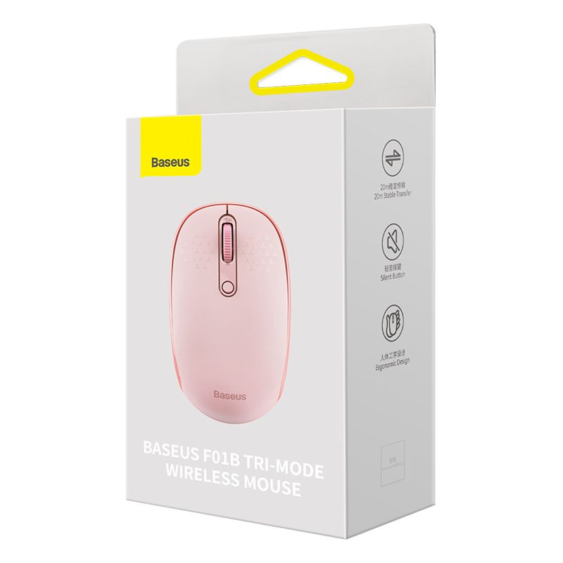 Маніпулятор миша бездротова Baseus F01B Tri-Mode Wireless Mouse Baby Pink