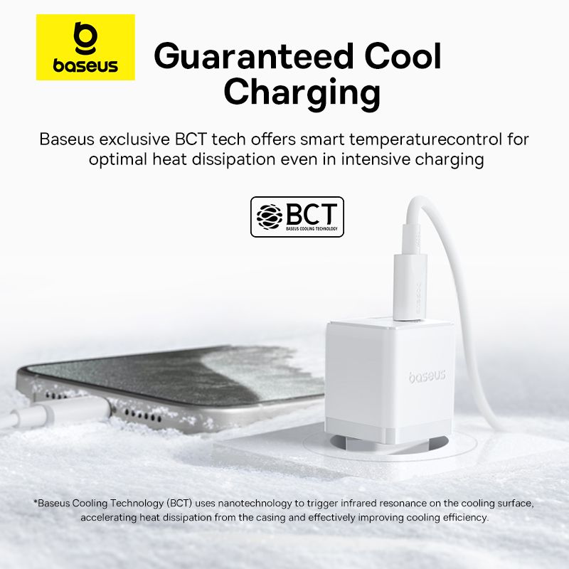 Мережевий зарядний пристрій з кабелем Baseus Palm Fast Charger C+U 30W EU Moon White (with USB-C to USB-C 60W (20V/3A) 1m Moon White)