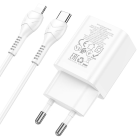 Мережевий зарядний пристрій з кабелем HOCO N28 Founder PD20W+QC3.0 charger set(C to iP) White