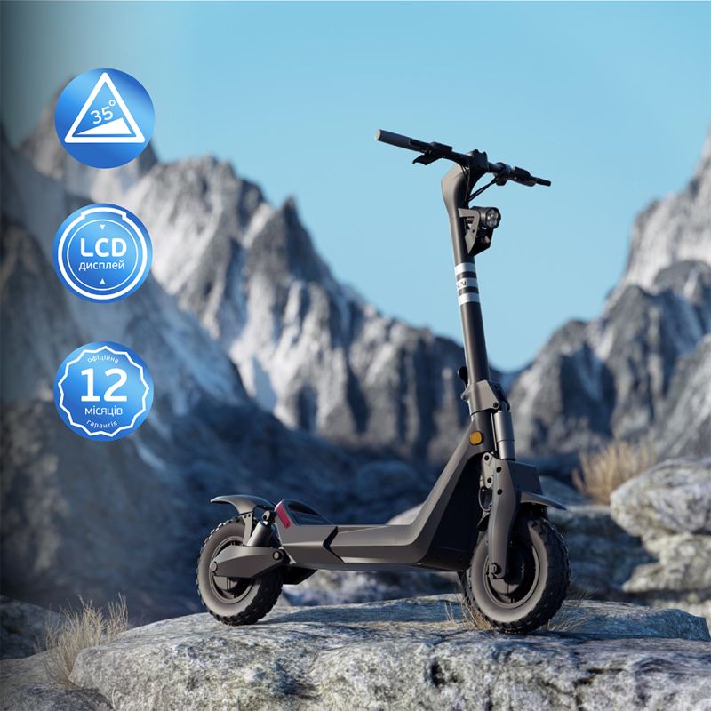 Електросамокат OKAI ES800 Panther Off-Road Black 12", 1500(3000)W, Dual Motor, 19.2Ah, 50km, 60km\h, 35%, NFC, App, 43kg