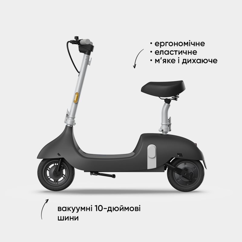 Електросамокат з сидінням OKAI Ceetle PRO EA10C Black 10', 350(900)W, 25Km/h, 10.4Ah, 55Km, 20%, NFC, App, 29kg