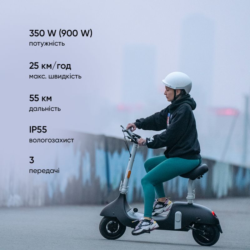 Електросамокат з сидінням OKAI Ceetle PRO EA10C Black 10', 350(900)W, 25Km/h, 10.4Ah, 55Km, 20%, NFC, App, 29kg