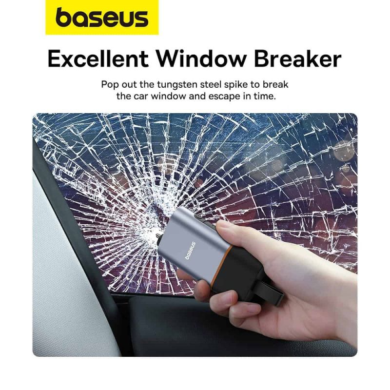Автомобільний молоток Baseus Sharp Tool Safety Hammer (Window-breaking+Safety belt cutting） Dark gray
