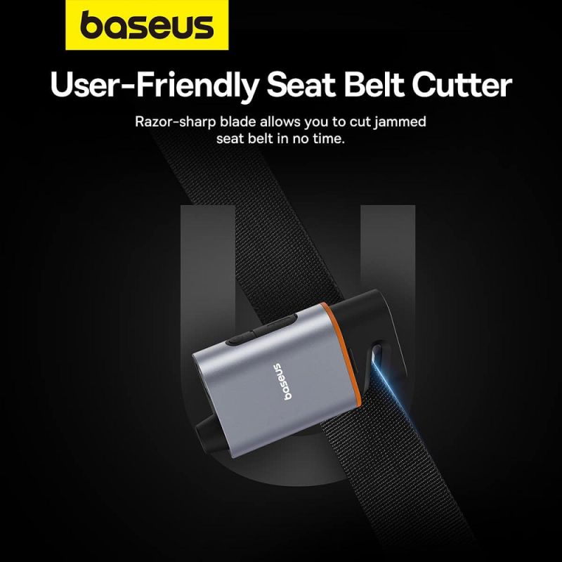 Автомобільний молоток Baseus Sharp Tool Safety Hammer (Window-breaking+Safety belt cutting） Dark gray