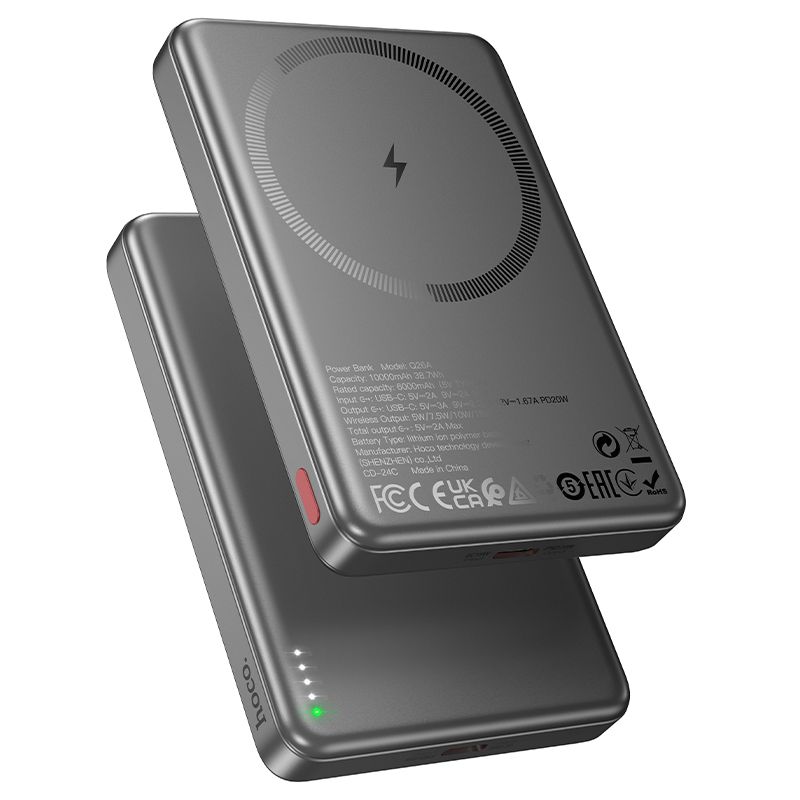 Зовнішній акумулятор HOCO Q26A Joy PD20W magnetic fast charging power bank(10000mAh) metal gray