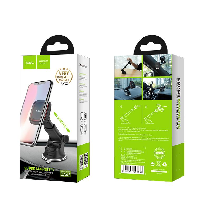 Автотримач для телефона HOCO CA42 Cool Journey in-car dashboard holder with stretch rod Black/Red