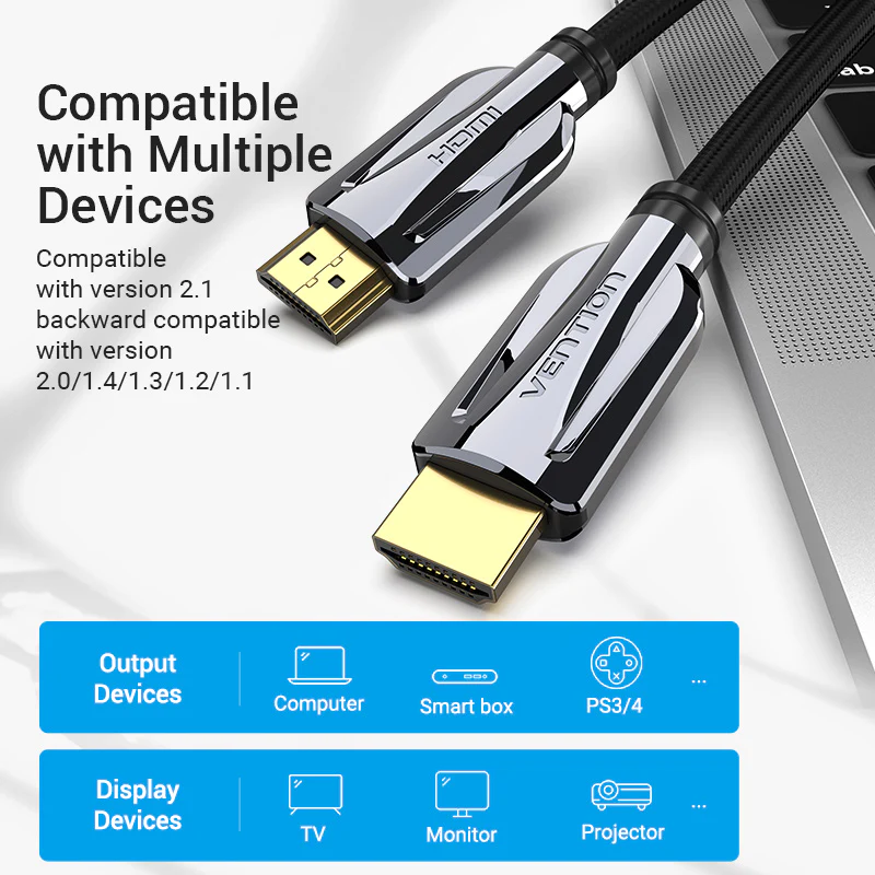 Кабель Vention HDMI-HDMI, 3M, v2.1, 8K 60Hz, 4K 120Hz, 2K 144Hz, 1080P 160Hz (AANBF)
